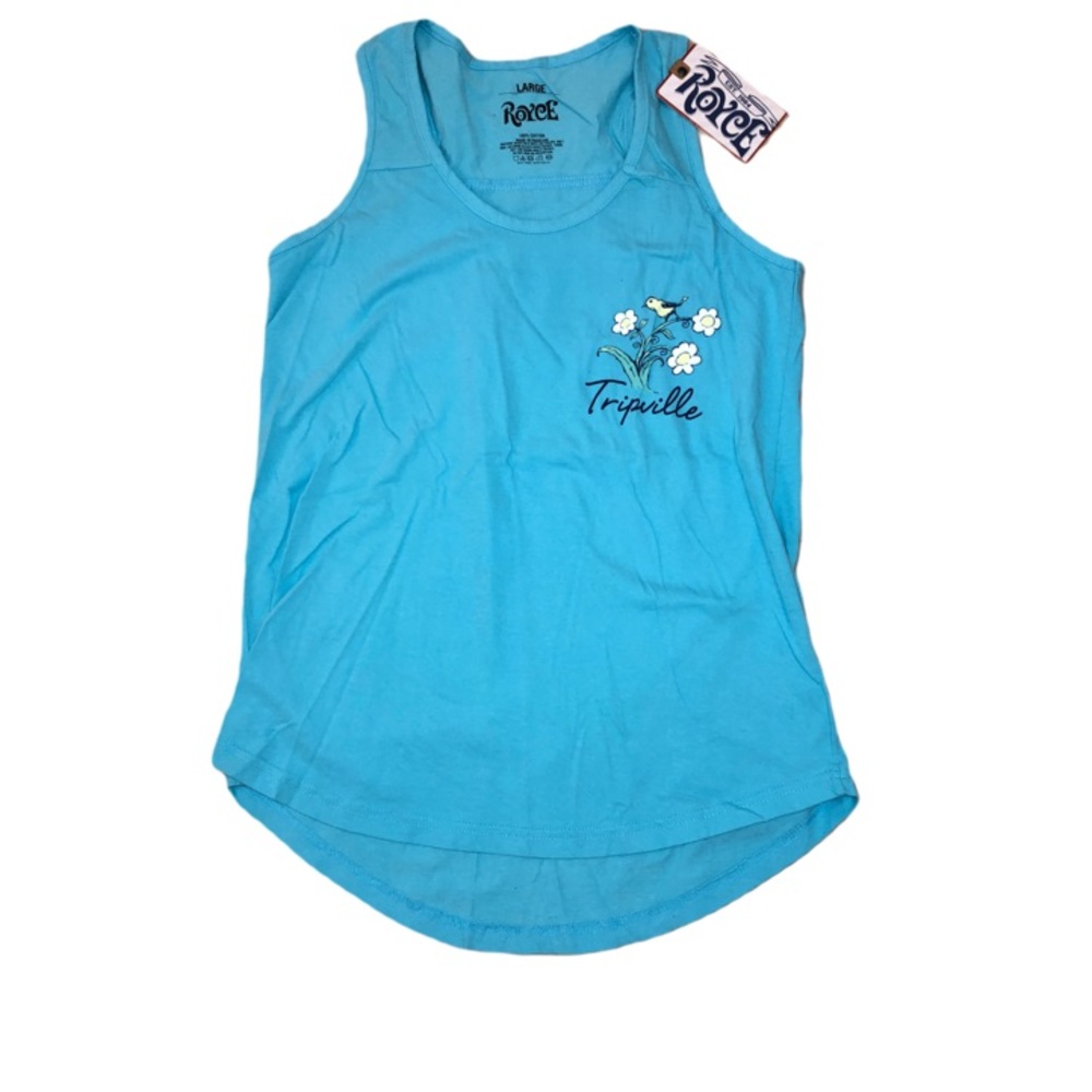 Royce Tank Top With Texas Design, Size Large, Blue